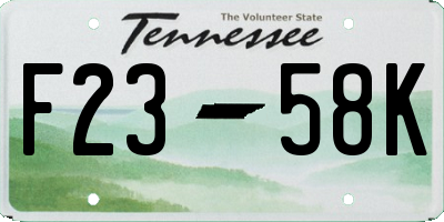 TN license plate F2358K