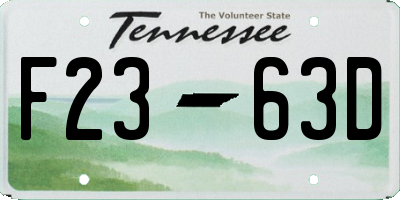 TN license plate F2363D