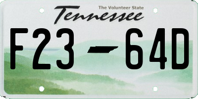 TN license plate F2364D