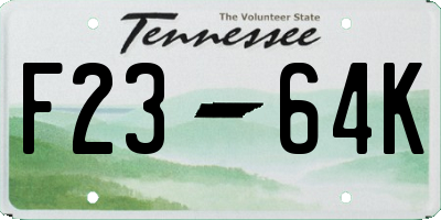 TN license plate F2364K