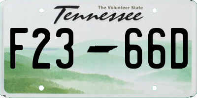 TN license plate F2366D