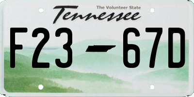 TN license plate F2367D