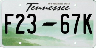 TN license plate F2367K