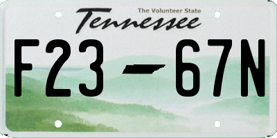 TN license plate F2367N