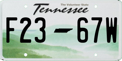 TN license plate F2367W