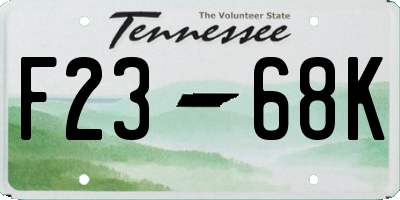 TN license plate F2368K