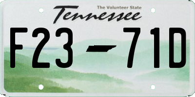 TN license plate F2371D