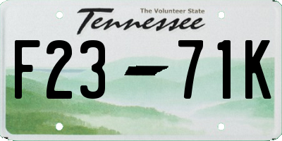 TN license plate F2371K