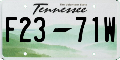 TN license plate F2371W