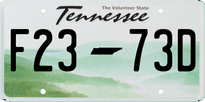 TN license plate F2373D