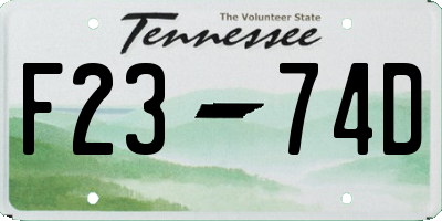 TN license plate F2374D