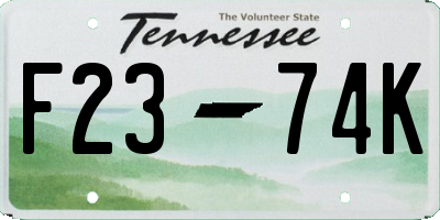 TN license plate F2374K