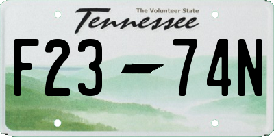 TN license plate F2374N