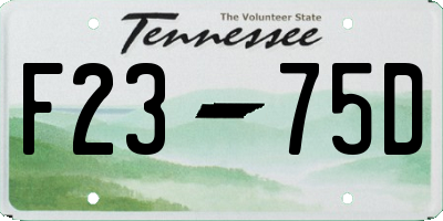TN license plate F2375D