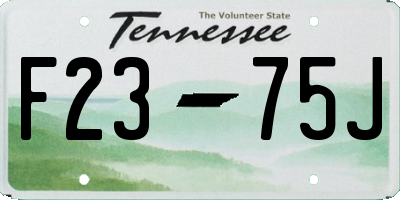 TN license plate F2375J