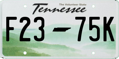 TN license plate F2375K