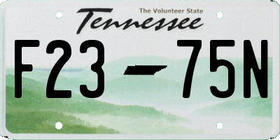 TN license plate F2375N
