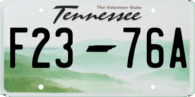 TN license plate F2376A