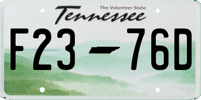 TN license plate F2376D
