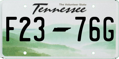 TN license plate F2376G