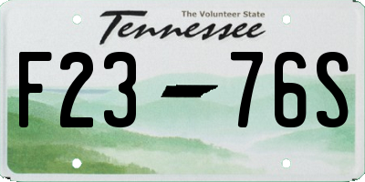TN license plate F2376S