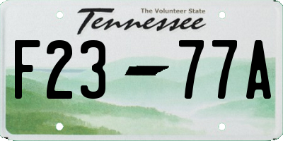 TN license plate F2377A