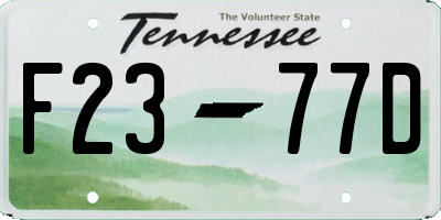 TN license plate F2377D
