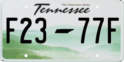 TN license plate F2377F