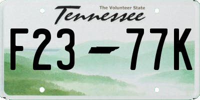 TN license plate F2377K