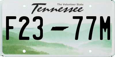 TN license plate F2377M