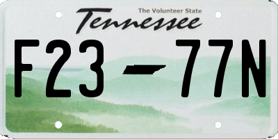 TN license plate F2377N