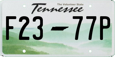 TN license plate F2377P