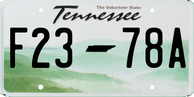 TN license plate F2378A