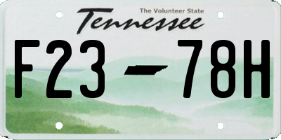 TN license plate F2378H