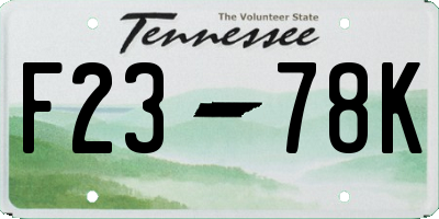 TN license plate F2378K
