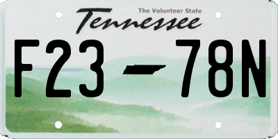 TN license plate F2378N