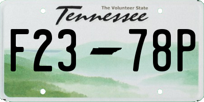 TN license plate F2378P