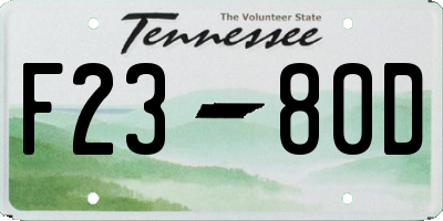 TN license plate F2380D