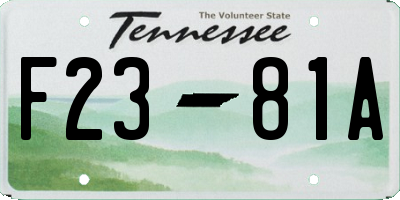 TN license plate F2381A