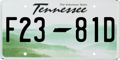 TN license plate F2381D