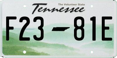TN license plate F2381E