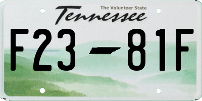 TN license plate F2381F