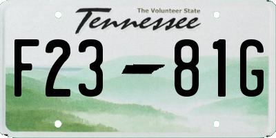 TN license plate F2381G