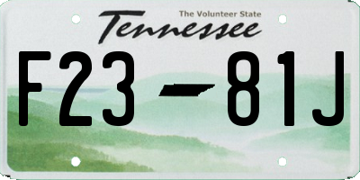 TN license plate F2381J