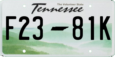 TN license plate F2381K