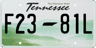TN license plate F2381L