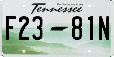 TN license plate F2381N