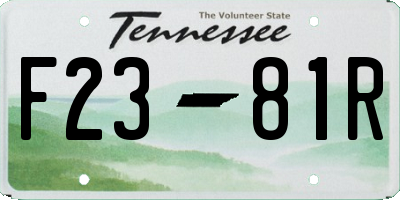 TN license plate F2381R