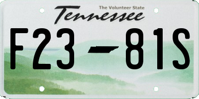 TN license plate F2381S