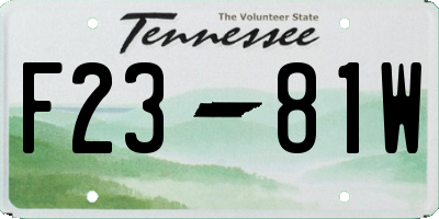 TN license plate F2381W